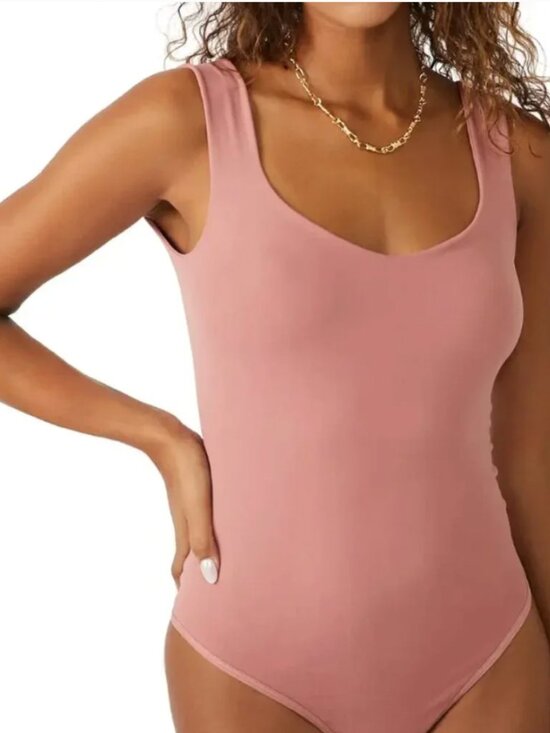 Free People Tops - Intimately Free People Windblush Scoop Neck Bodysuit in Dusty Pink SZ M/L New